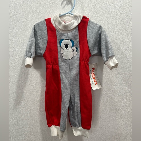healthtex Other - Vintage Healthtex Red and Gray Kids Footie with Koala 90s 9month turtleneck boy